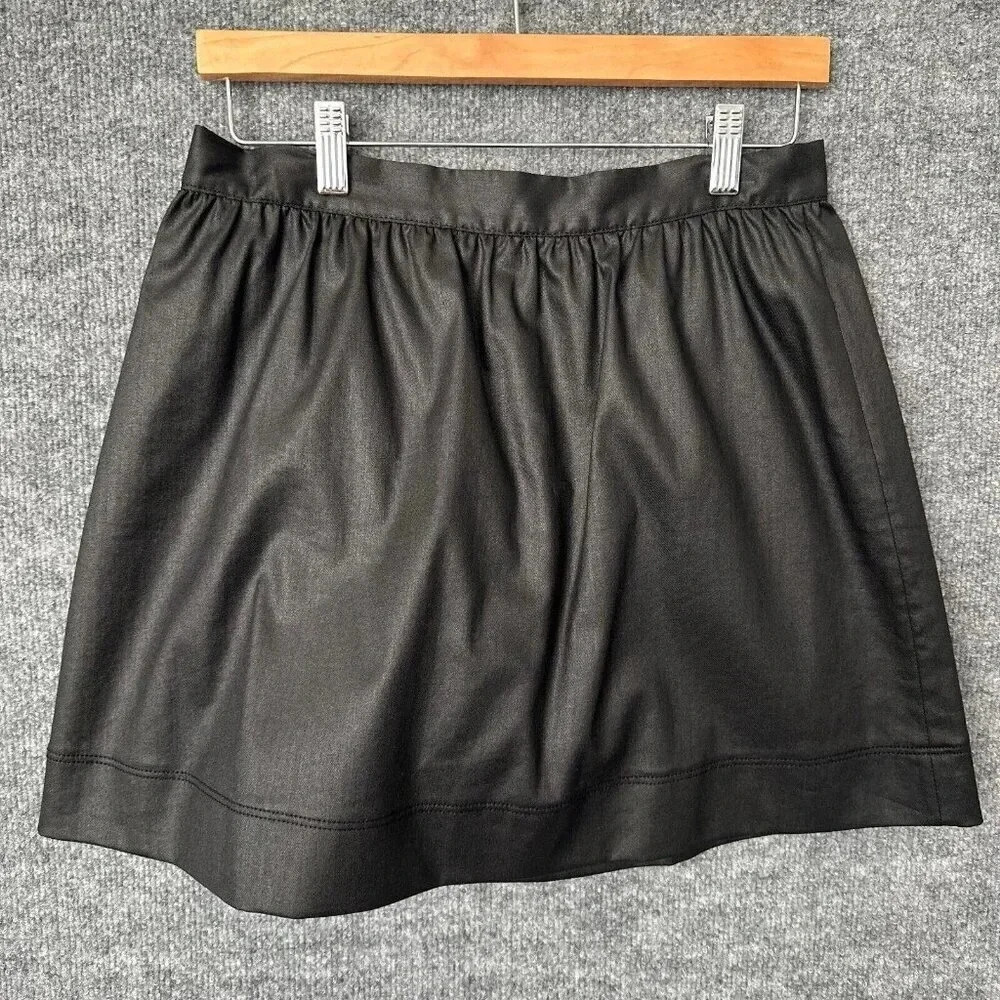 3x1 NYC Mini Skirt Womens S /‎ M Pleated Coated Black Punk Preppy Gothic A-Line